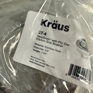 Kraus ST4 VersiDrain with Flip Cap‎ Kitchen Sink Strainer Stainless Steel